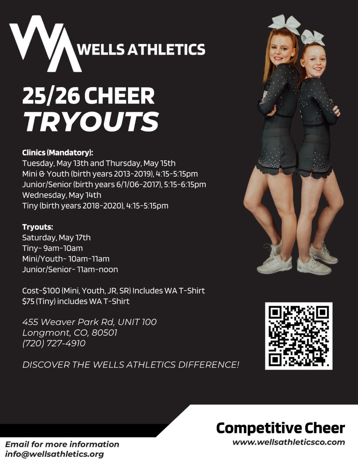 2025/2026 Cheer Tryouts at Wells Athletics